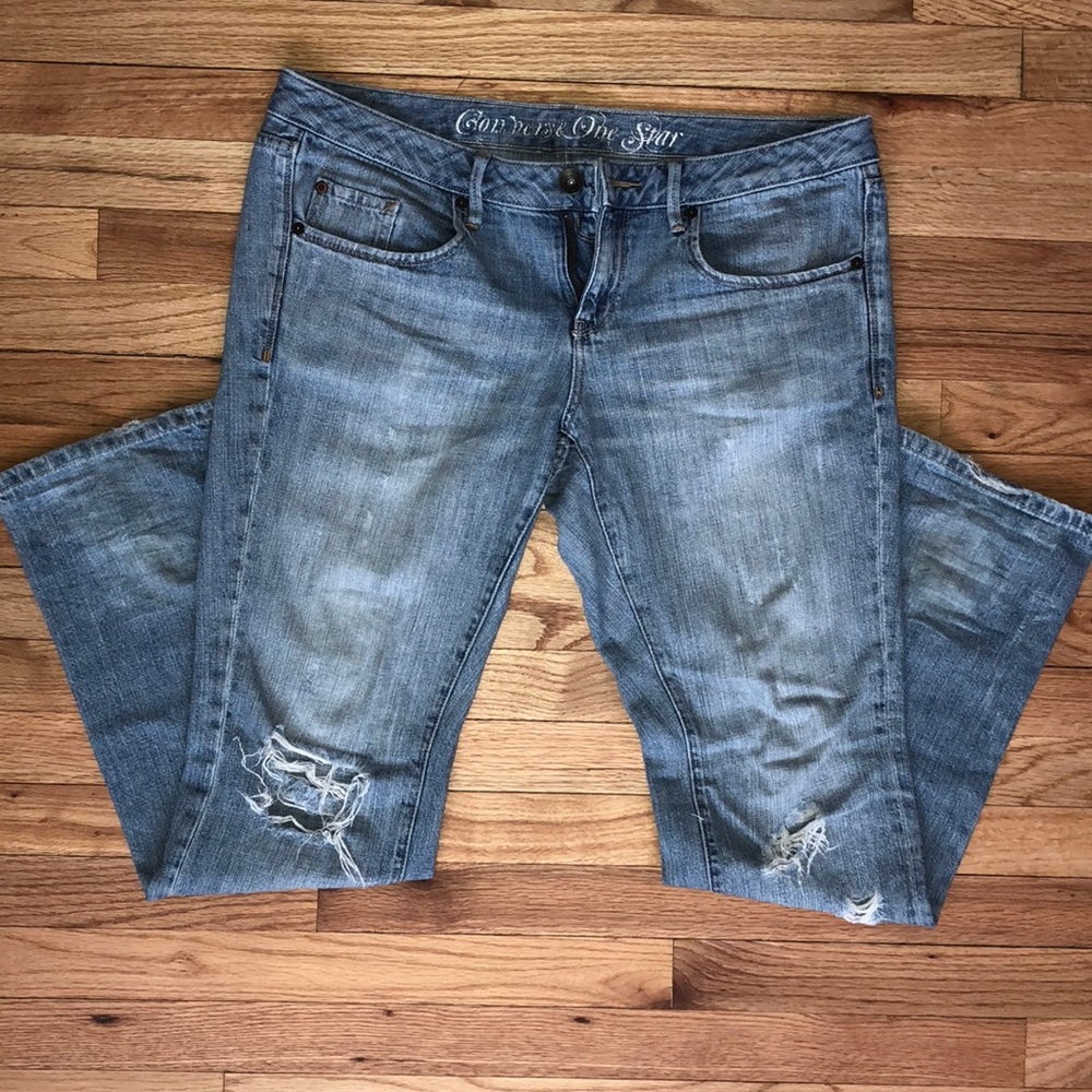 Converse One Star Tomboy style ripped jeans sz 10